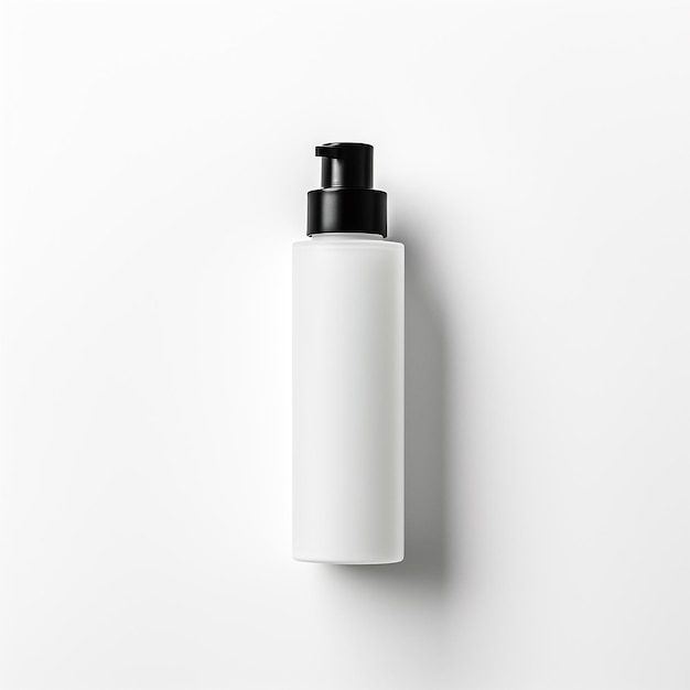 Photo a white bottle with a black cap on it is on a white background