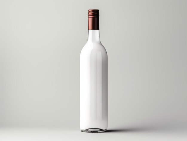 Photo a white bottle with a brown cap sits on a gray background