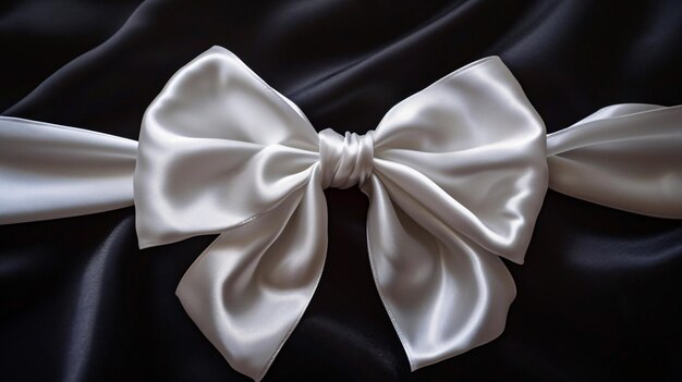 White bow on black fabric Generative AI