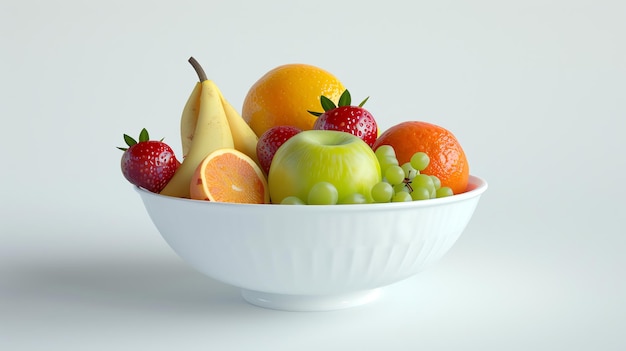 A white bowl filled with fresh fruit