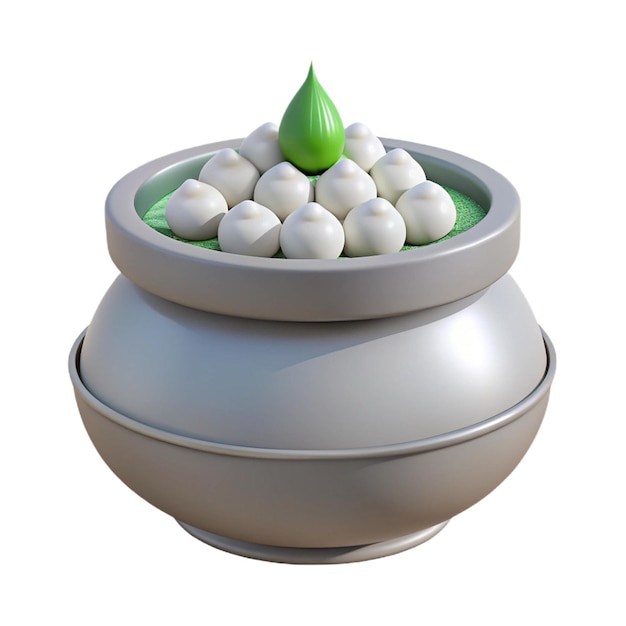 a white bowl with a green flower on it