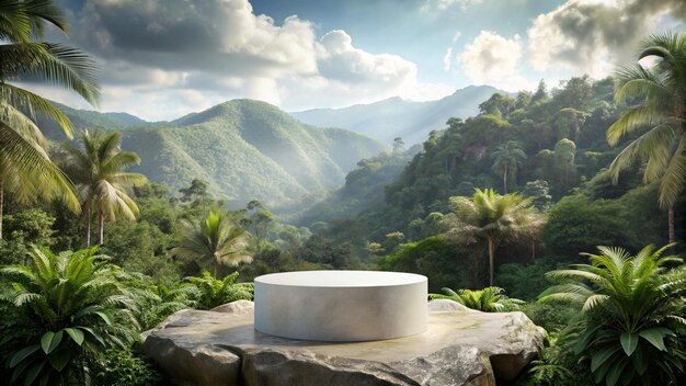 a white bowl with a palm tree on the top of it