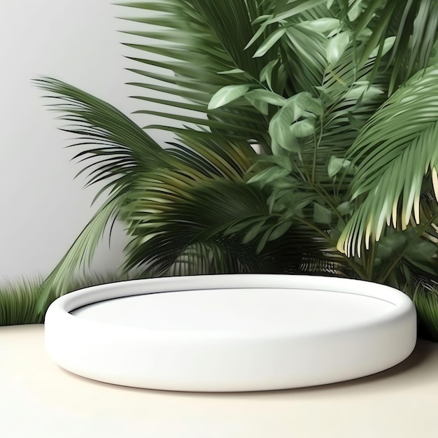 A white bowl with a plant in the background and a white bowl with the word " on it.