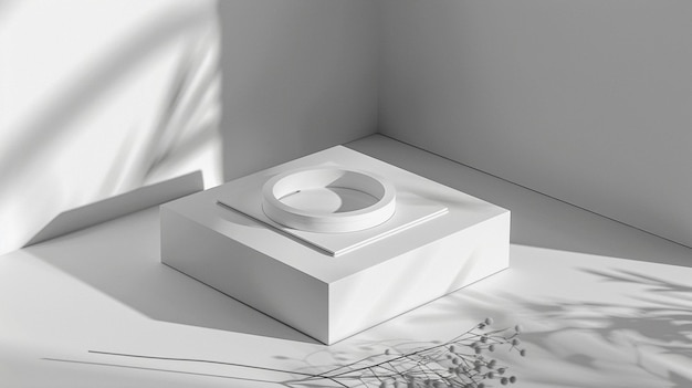 Photo a white box with a flower on it sits on a table