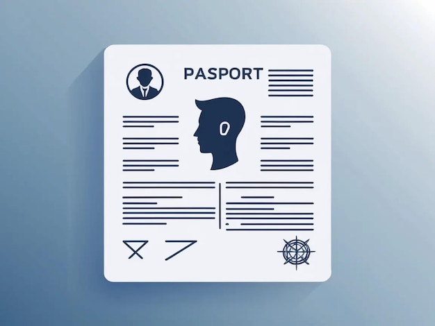 Photo a white box with a picture of a persons head and the words passport