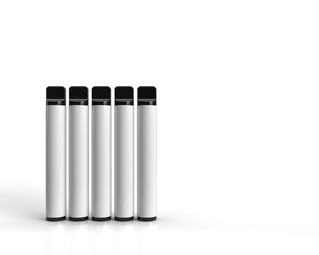 White Brandable Disposable Vapes isolated on a white background and placed side by side.