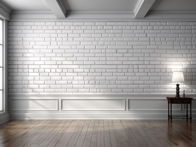 White Brick Wall Texture Background Room Interior with White Brick Wall Generative AI