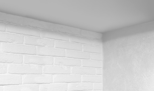 White brick wall with corner abstract background photo