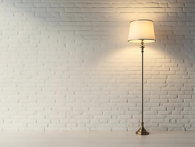 Photo white brick wall with lamp 3d illustration