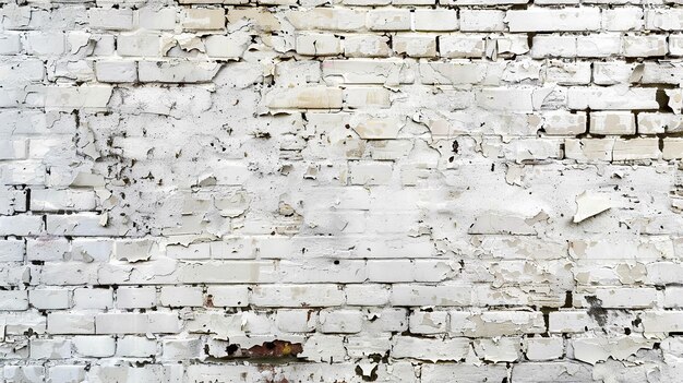 Photo white brick wall with peeling paint texture background