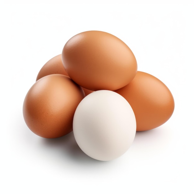 White And Brown Eggs On White Background Zbrush Style