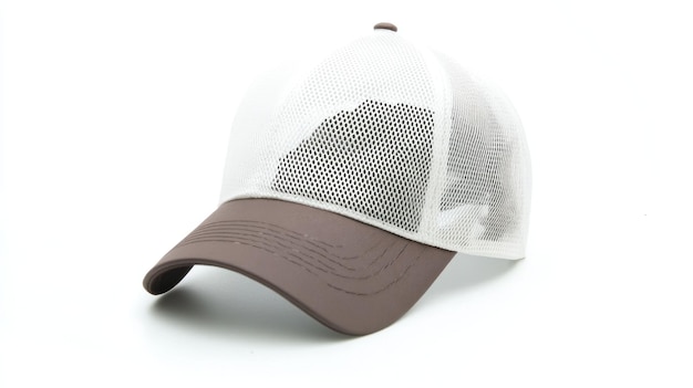 Photo white and brown mesh baseball cap