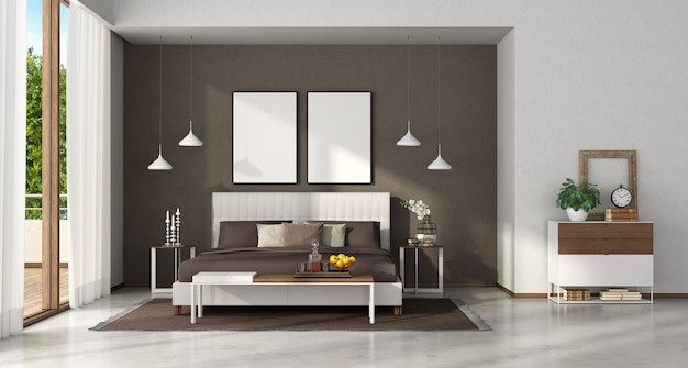 White and brown modern room