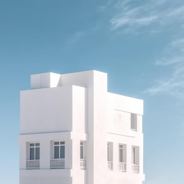 White building against blue sky