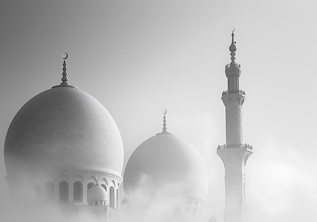 a white building with a mosque in the middle of the picture