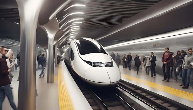 a white bullet train is going through a tunnel