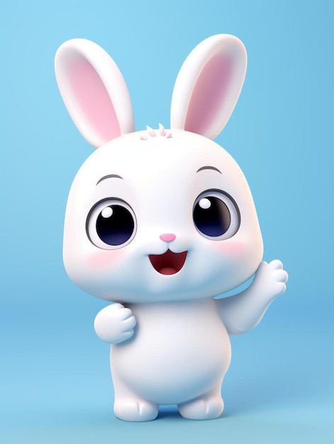 a white bunny with big eyes and a big smile