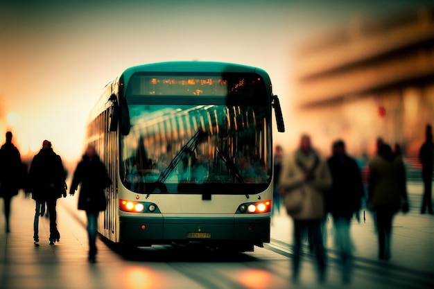 A white bus waits patiently for passengers its engine humming softly as it prepares to whisk them away on their next adventure Generative AI