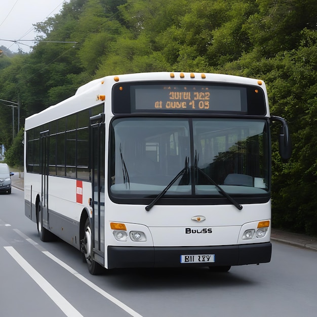 a white bus with the number g67 on the front