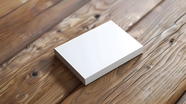 White Business Card Mockup on Wooden Table with Clean and Elegant Presentation