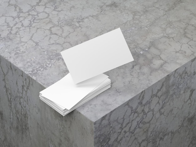 White Business Cards Mockup on the concrete cube, 3d rendering