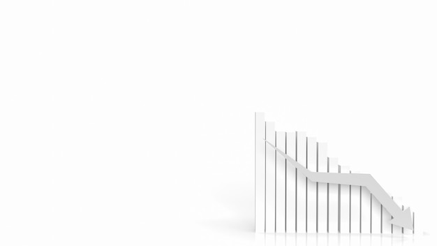 The white business chart arrow down 3d rendering