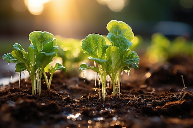 white cabbage growing in a field in a garden bed