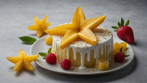 white cakes with star icecream