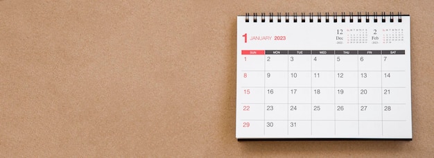 white calendar on brown background