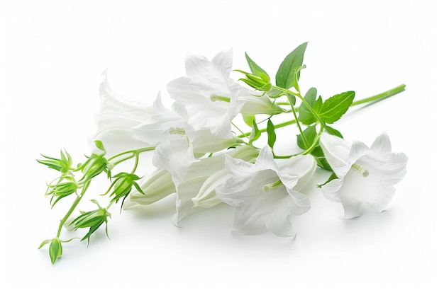 White Campanula Isolated on White Background Beautiful Campanula Flower