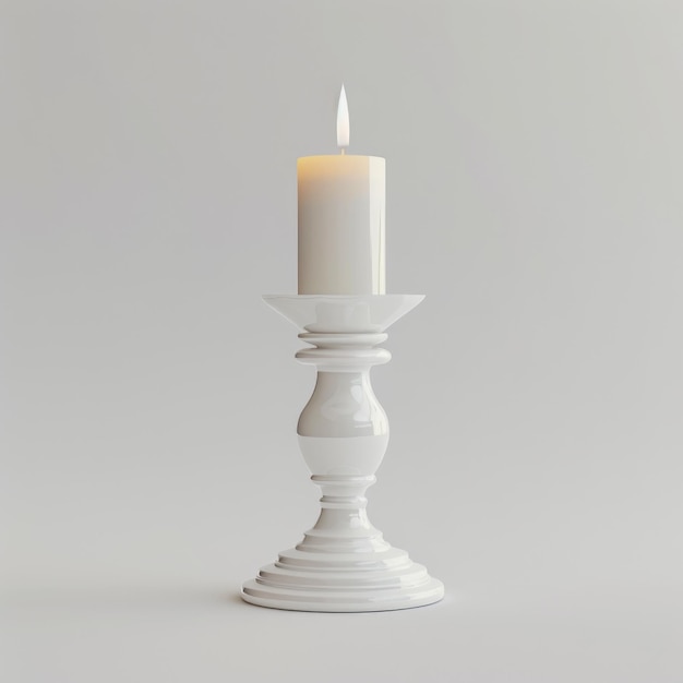 White candle holder placed on a gray background