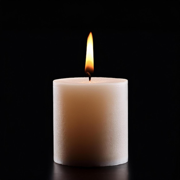 Photo a white candle that is lit up with a yellow flame