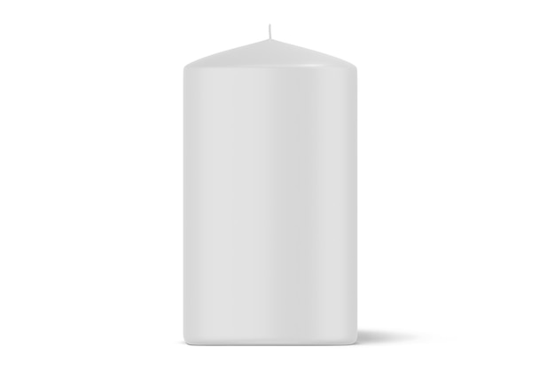 A white candle with a white background