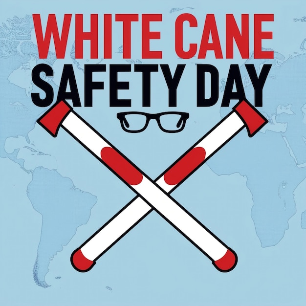 White Cane Safety Day October 15 Celebrating International White Cane Awareness with Vector Illustration