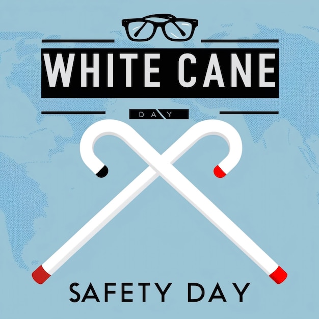 White Cane Safety Day October 15 Celebrating International White Cane Awareness with Vector Illustration