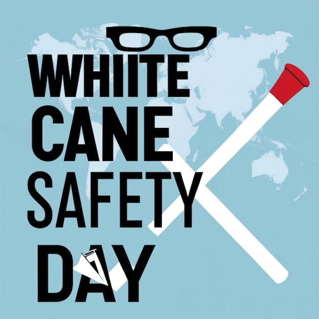 White Cane Safety Day October 15 Celebrating International White Cane Awareness with Vector Illustration