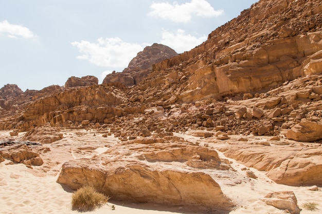 Photo white canyon with yellow rocks. egypt, desert, the sinai peninsula, dahab.