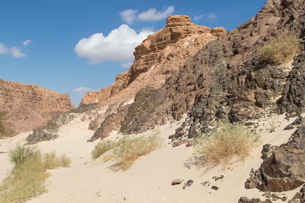 White canyon with yellow rocks Egypt desert the Sinai Peninsula Dahab