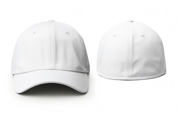 White Cap Mockup Isolated Blank Collared Shirt Template Front And Back View White Background