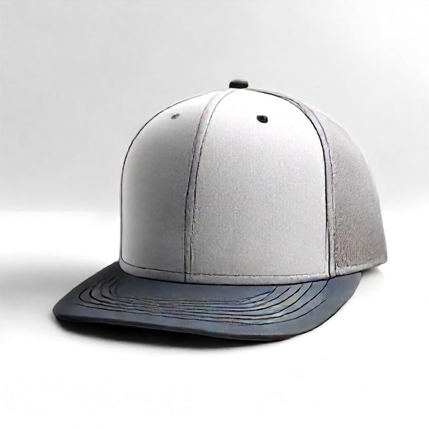 a white cap with a black band that says  b  on it