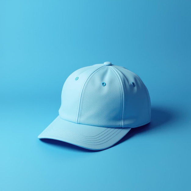 a white cap with a blue background and a white cap with a blue button on the front