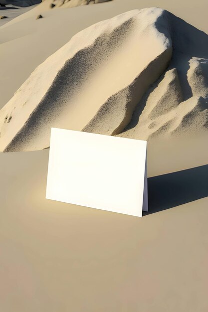 White card blank card against a desert background