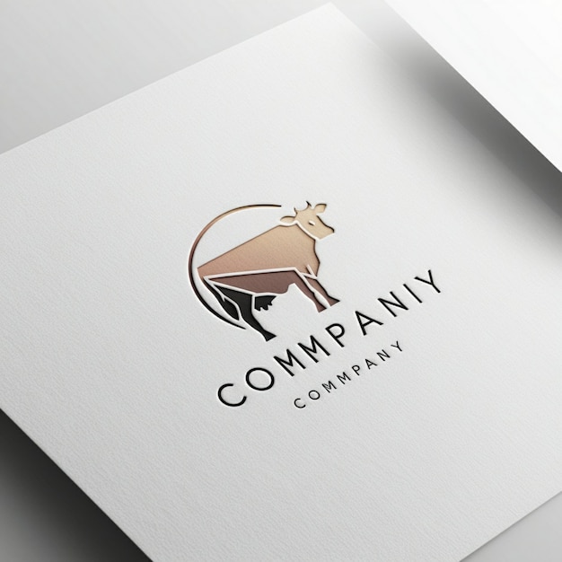 a white card with a cow and a rhino logo on it