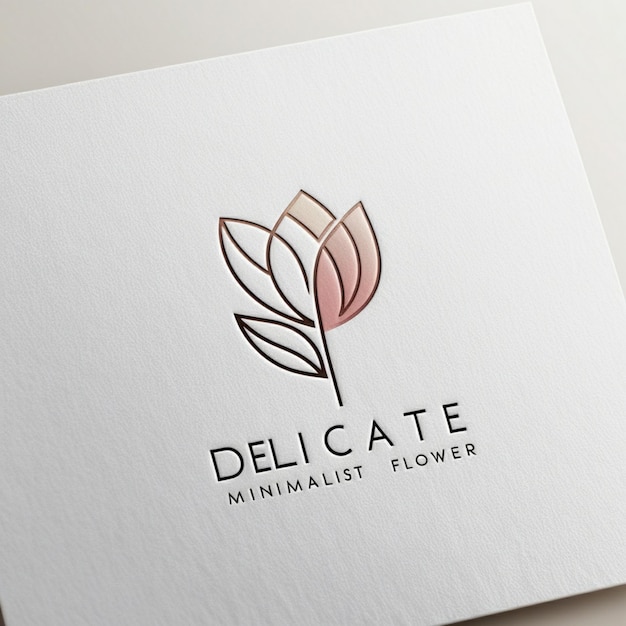 a white card with a flower design on it