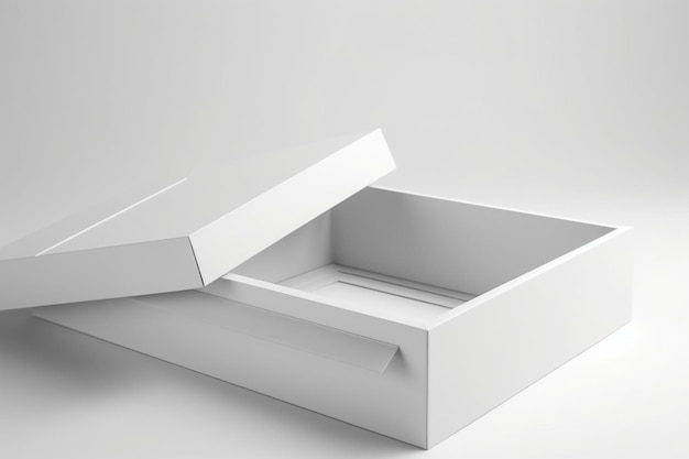 White Cardboard Sliding open Box Mock up on light grey background