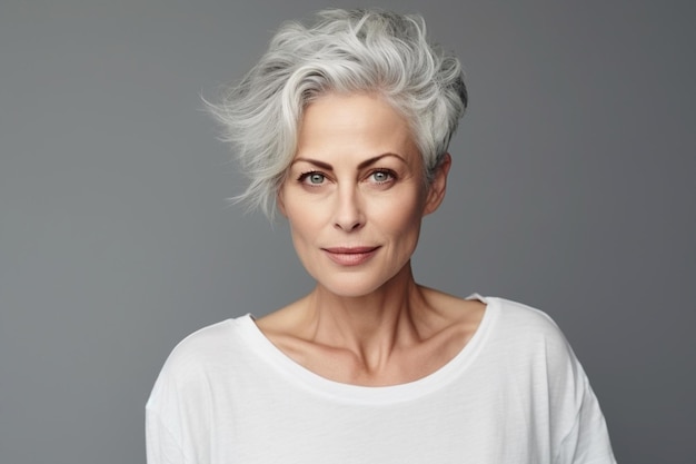 White casual age background female senior elderly attractive women middle fashion old lifestyle adult face mature lady looking portrait caucasian beauty person hair