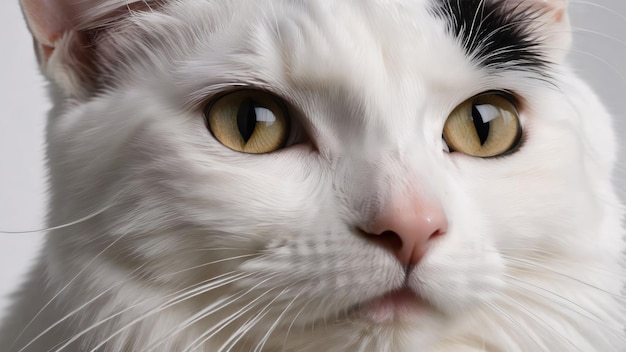 a white cat closeup shot