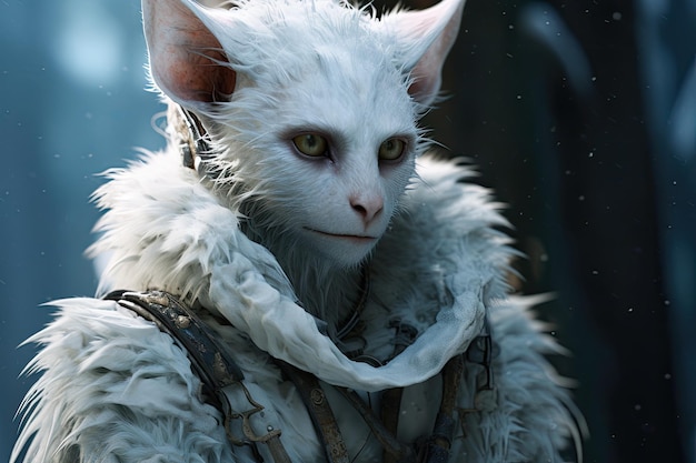 a white cat in a garment