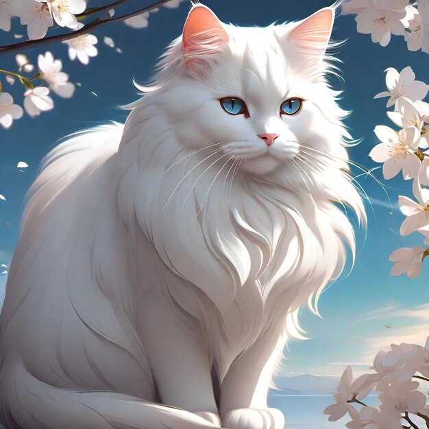 White cat illustration