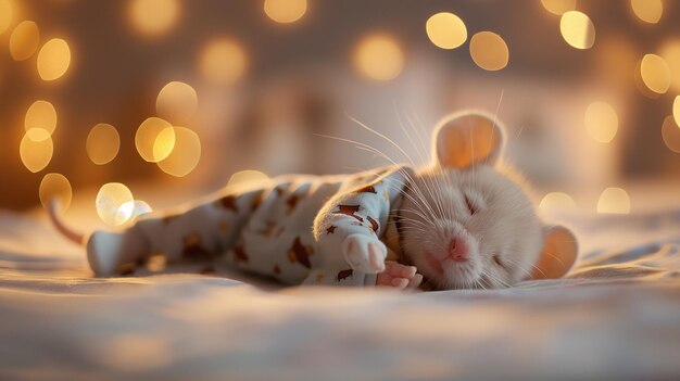 a white cat is sleeping on a bed with the words cat sleeping